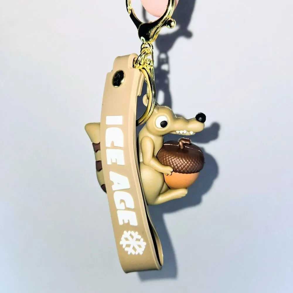 ICE AGE Scrat The Squirrel with Acorn Keychain & Wristlet Strap in Silicone NEW